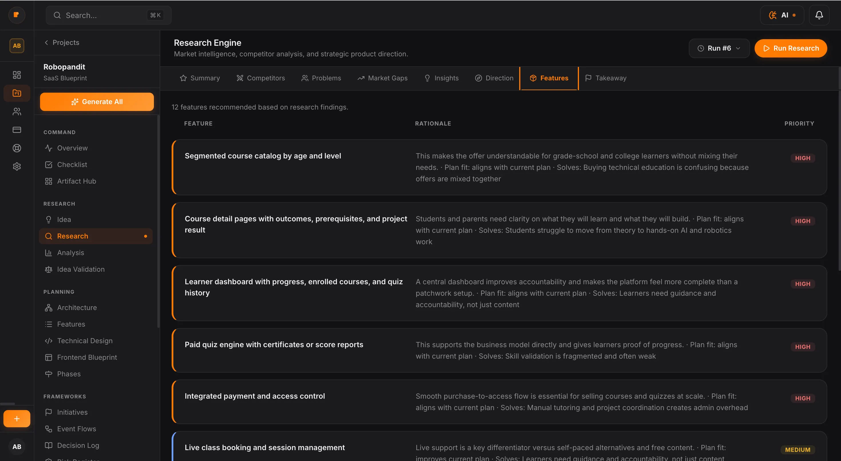 Feature Recommendations
